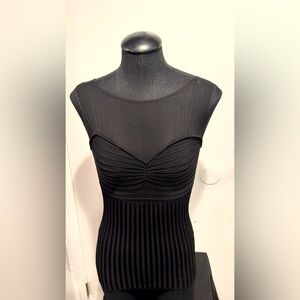 Cache Black Ribbed Sleeveless Top